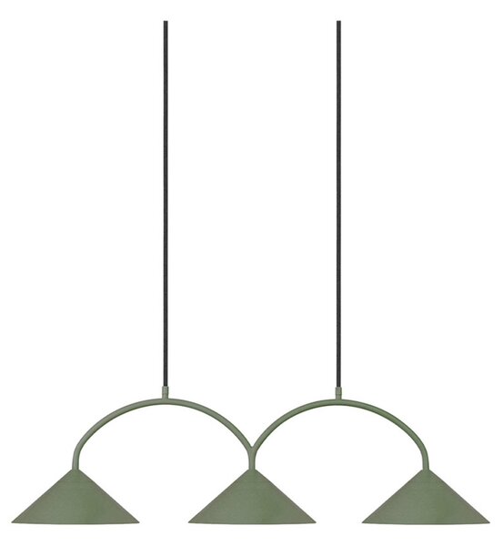 Lampada a sospensione Globen Lighting, CURVE 3, dimmerabile, Verde, Soggiorno, Metallo, Vintage