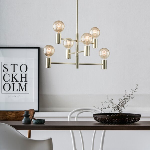 Lampada a sospensione Markslöjd, Capital, dimmerabile, Dorato / Ottone, Soggiorno, Metallo, Moderno