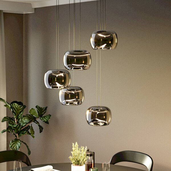 EGLO Lampada a sospensione HORTUNAS, dimmerabile, Nero, Soggiorno / Sala da pranzo, Vetro, Lampada a sospensione