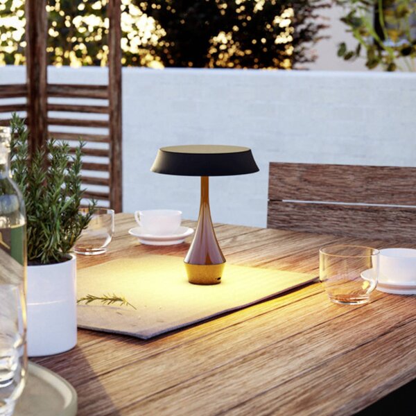EGLO Lampada LED da tavolo a batteria TURCIO, nera, altezza 20 cm, IP44, dimmerabile, Nero, Soggiorno / Sala da pranzo, Metallo