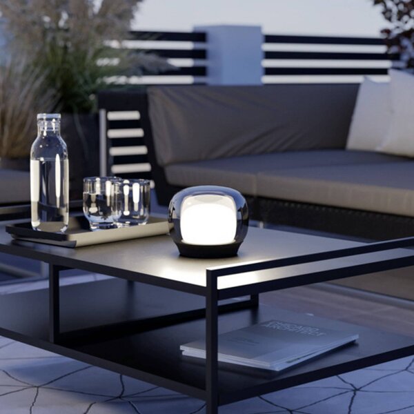 EGLO Lampada LED da tavolo a batteria STROVE, grigia, altezza 13 cm, IP44, dimmerabile, Alluminio / Grigio / Zincato, Soggiorno / Sala da pranzo, Metallo