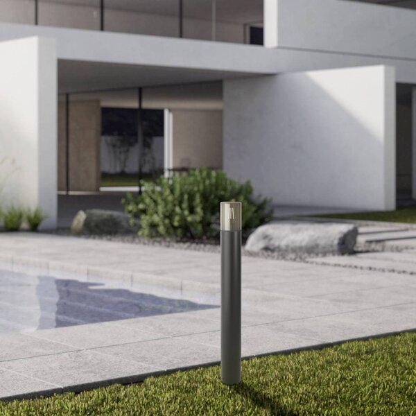 EGLO Lampione CROPANI, nero/grigio, altezza 80 cm, IP54 E27 dimmerabile, Nero, Plastica