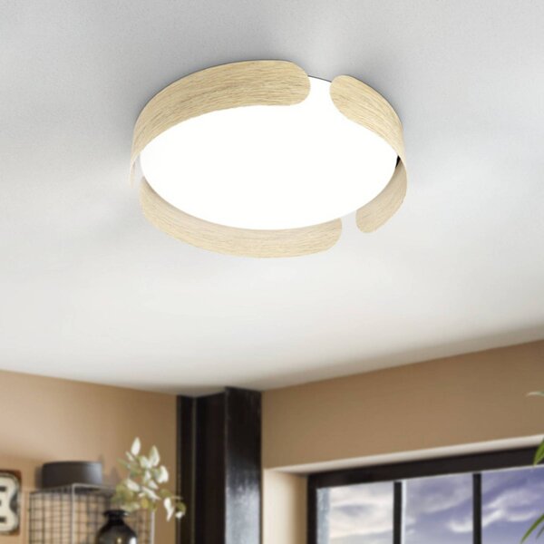 EGLO Plafoniera soffitto VALCASOTTO, Legno chiaro, Soggiorno / Sala da pranzo, Metallo, Plafoniera