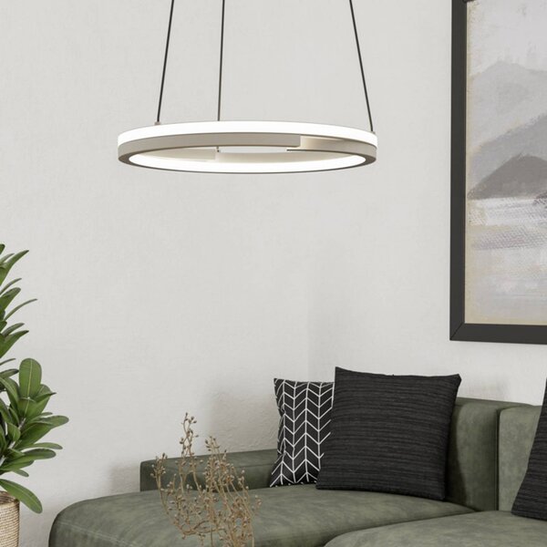 EGLO Lampada a sospensione MEZZOMONTE, dimmerabile, Crema / Ambra, Soggiorno / Sala da pranzo, Metallo, Lampada a sospensione