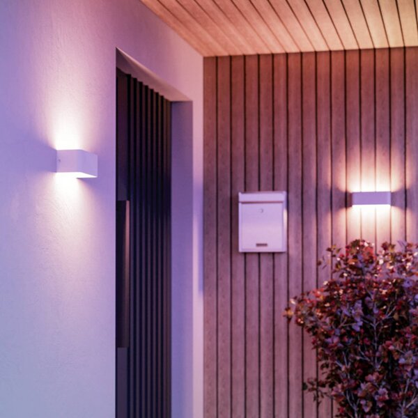 EGLO connect Applique da esterno LED SANIA-Z, bianca, IP55 dimmerabile, Bianco / Opale, Metallo, Applique da esterni