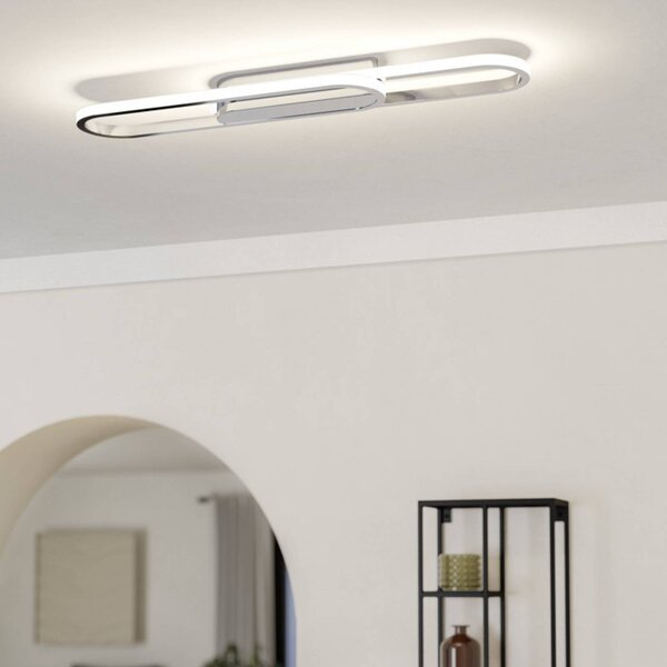 EGLO Plafoniera soffitto CONIVARENA, Cromo / Argento, Soggiorno / Sala da pranzo, Metallo, Plafoniera