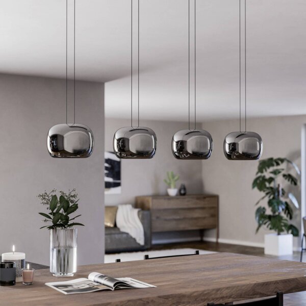 EGLO Lampada a sospensione HORTUNAS, dimmerabile, Nero, Soggiorno / Sala da pranzo, Vetro, Lampada a sospensione