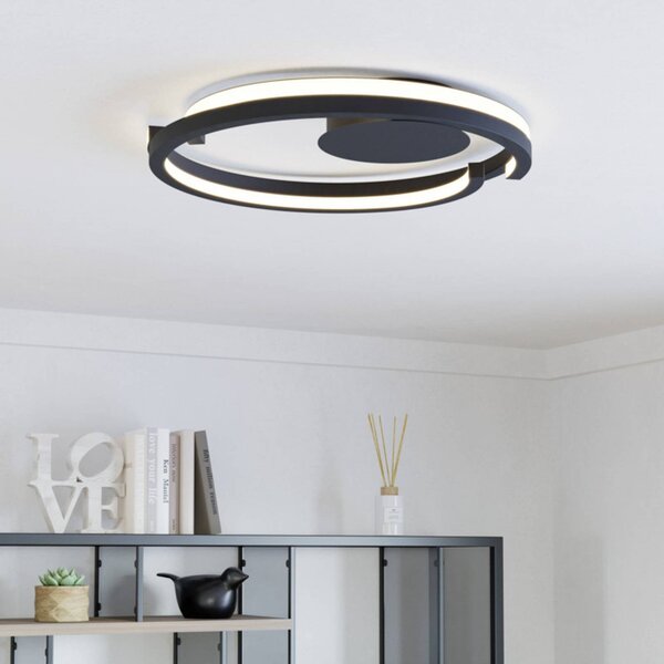 EGLO Plafoniera soffitto MEZZOMONTE, dimmerabile, Nero, Soggiorno / Sala da pranzo, Metallo, Plafoniera