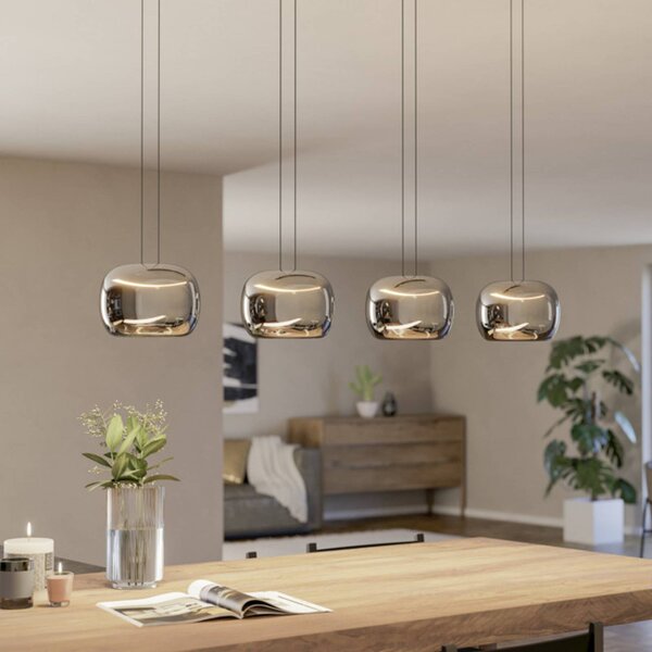 EGLO Lampada a sospensione HORTUNAS, dimmerabile, Nero, Soggiorno / Sala da pranzo, Vetro, Lampada a sospensione
