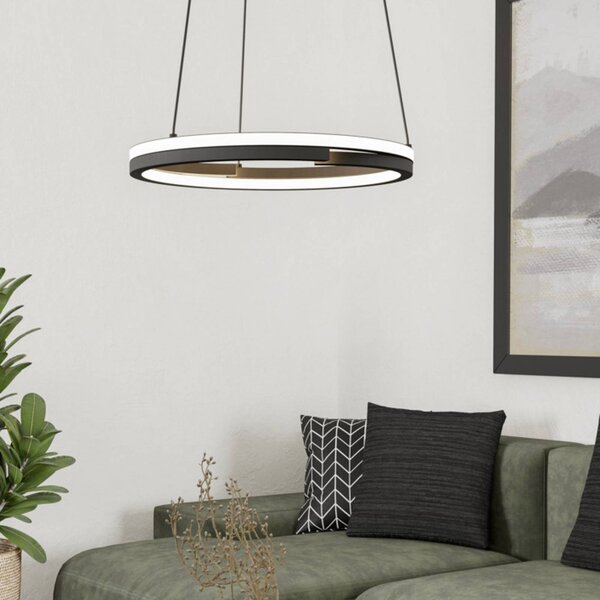 EGLO Lampada a sospensione MEZZOMONTE, dimmerabile, Nero, Soggiorno / Sala da pranzo, Metallo, Lampada a sospensione