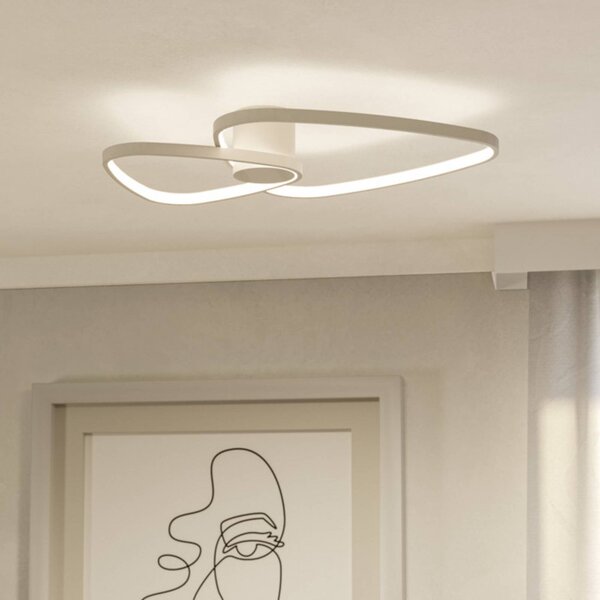 EGLO Plafoniera soffitto LEPORANO, Crema / Ambra, Soggiorno / Sala da pranzo, Metallo, Plafoniera