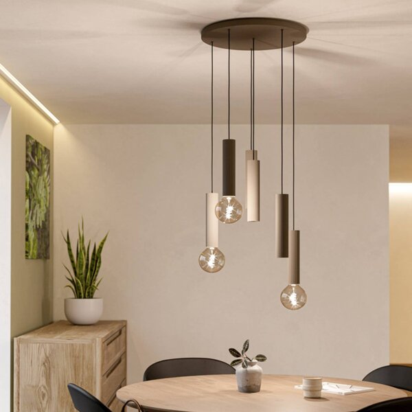 EGLO Lampada a sospensione FARIOLO, dimmerabile, Crema / Ambra, Soggiorno / Sala da pranzo, Metallo, Lampada a sospensione