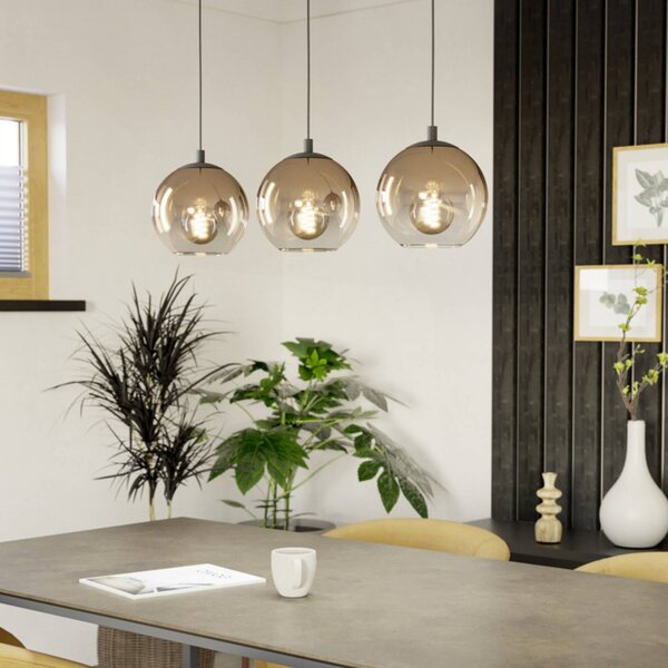 EGLO Lampada a sospensione ARISCANI 1, dimmerabile, Rame, Soggiorno / Sala da pranzo, Vetro, Lampada a sospensione