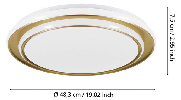 EGLO Plafoniera soffitto MOSCHETTA, Ottone / Oro, Soggiorno / Sala da pranzo, Metallo, Plafoniera