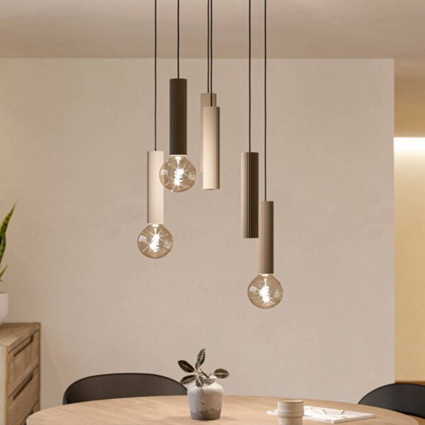 EGLO Lampada a sospensione FARIOLO, dimmerabile, Crema / Ambra, Soggiorno / Sala da pranzo, Metallo, Lampada a sospensione