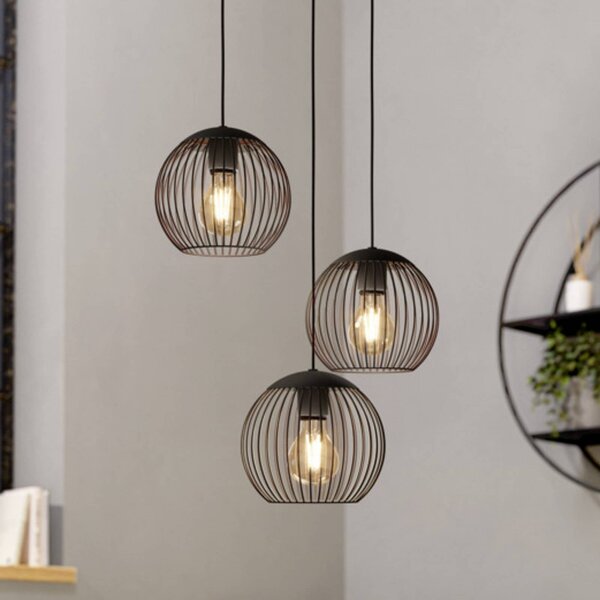 EGLO Lampada a sospensione ALMANZORA, dimmerabile, Nero, Soggiorno / Sala da pranzo, Metallo, Lampada a sospensione