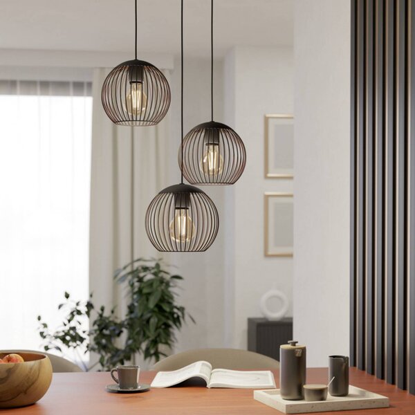 EGLO Lampada a sospensione ALMANZORA, dimmerabile, Nero, Soggiorno / Sala da pranzo, Metallo, Lampada a sospensione