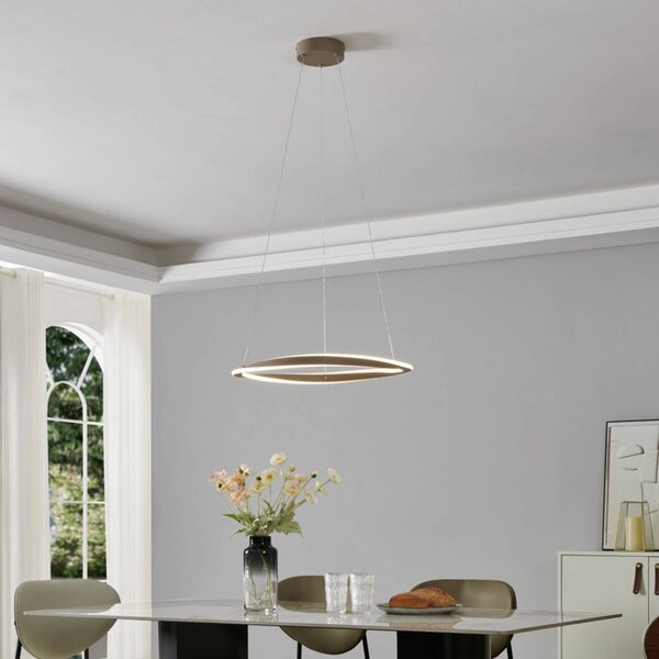 EGLO Lampada a sospensione CAMEROTA, dimmerabile, Crema / Ambra, Soggiorno / Sala da pranzo, Metallo, Lampada a sospensione