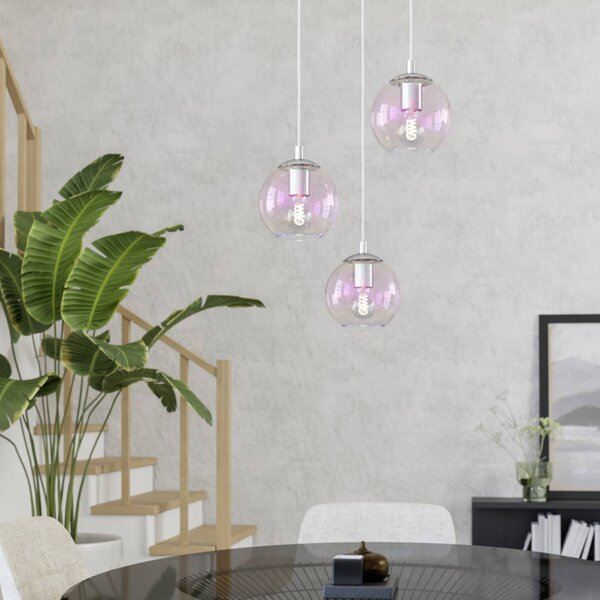 EGLO Lampada a sospensione ARISCANI 2, dimmerabile, Chiaro / Trasparente, Soggiorno / Sala da pranzo, Vetro, Lampada a sospensione