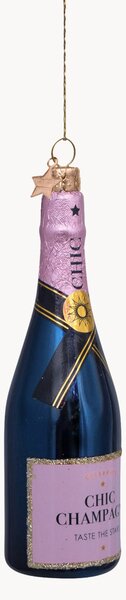 Addobbo di Natale in vetro soffiato Luxury Pink Bottle with Champagne