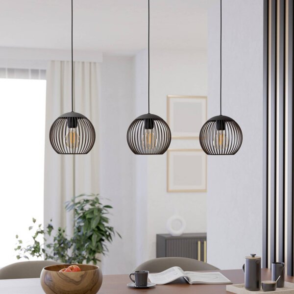 EGLO Lampada a sospensione ALMANZORA, dimmerabile, Nero, Soggiorno / Sala da pranzo, Metallo, Lampada a sospensione