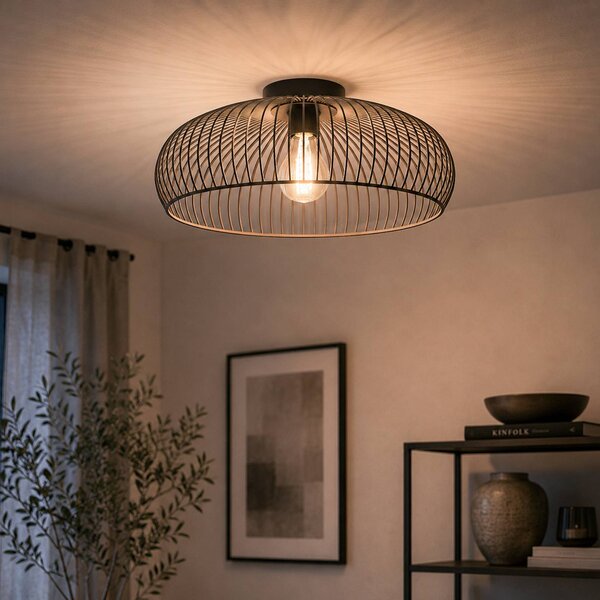 EGLO Plafoniera soffitto ALMANZORA, dimmerabile, Nero, Soggiorno / Sala da pranzo, Metallo, Plafoniera