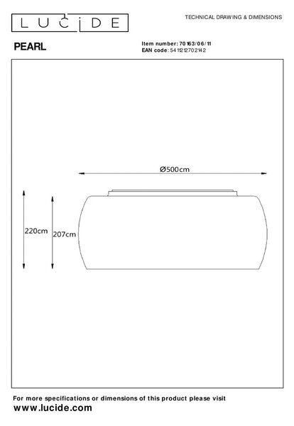 Lucide Plafoniera soffitto Pearl, dimmerabile, Alluminio / Grigio / Zincato, Soggiorno / Sala da pranzo, Moderno, Plafoniera