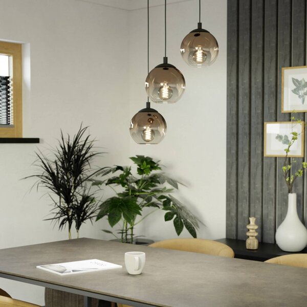 EGLO Lampada a sospensione ARISCANI 1, dimmerabile, Rame, Soggiorno / Sala da pranzo, Vetro, Lampada a sospensione