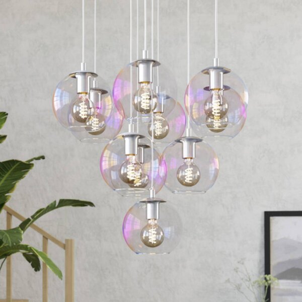EGLO Lampada a sospensione ARISCANI 2, dimmerabile, Chiaro / Trasparente, Soggiorno / Sala da pranzo, Vetro, Lampada a sospensione
