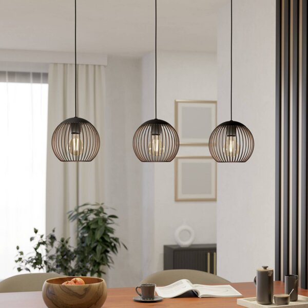 EGLO Lampada a sospensione ALMANZORA, dimmerabile, Nero, Soggiorno / Sala da pranzo, Metallo, Lampada a sospensione
