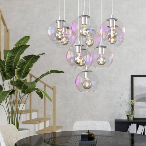 EGLO Lampada a sospensione ARISCANI 2, dimmerabile, Chiaro / Trasparente, Soggiorno / Sala da pranzo, Vetro, Lampada a sospensione