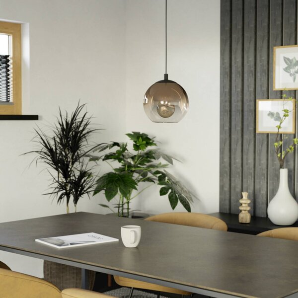 EGLO Lampada a sospensione ARISCANI 1, dimmerabile, Rame, Soggiorno / Sala da pranzo, Vetro, Lampada a sospensione