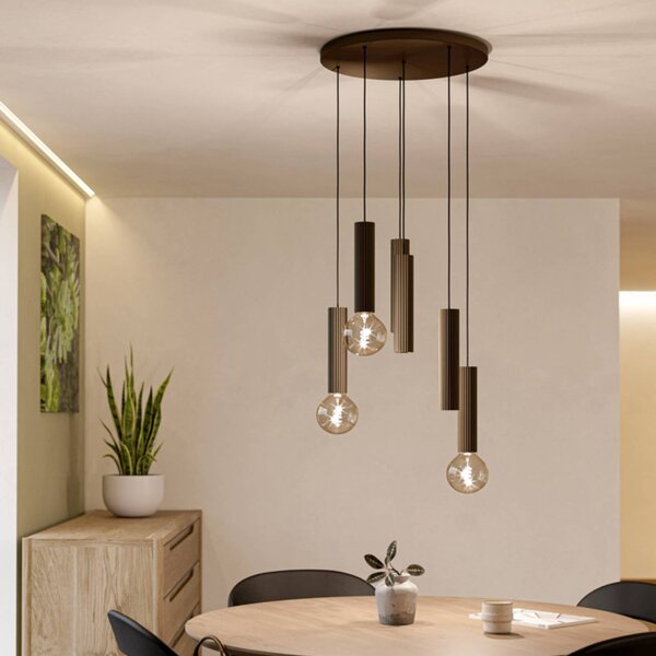 EGLO Lampada a sospensione FARIOLO, dimmerabile, Bronzo / Ottone antico, Soggiorno / Sala da pranzo, Metallo, Lampada a sospensione