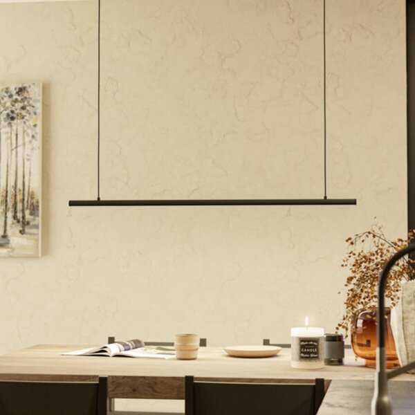 EGLO connect Lampada LED a sospensione intelligente FLATRON-Z, 101 cm, nera dimmerabile, Nero, Soggiorno / Sala da pranzo, Metallo, Lampada a sospensione