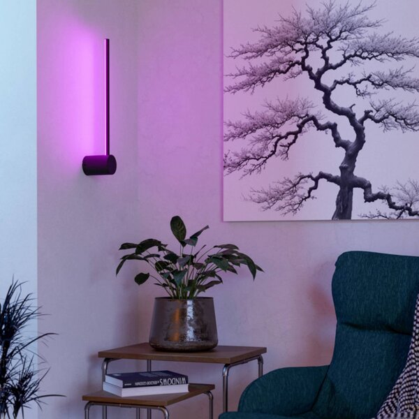 EGLO connect FLATRON-Z, applique a LED smart, nera, 48 cm dimmerabile, Nero, Soggiorno / Sala da pranzo, Metallo, Applique