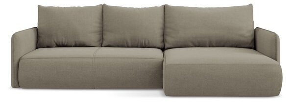Divano angolare beige allungabile/con contenitore (con penisola a destra) Nanea – Makamii