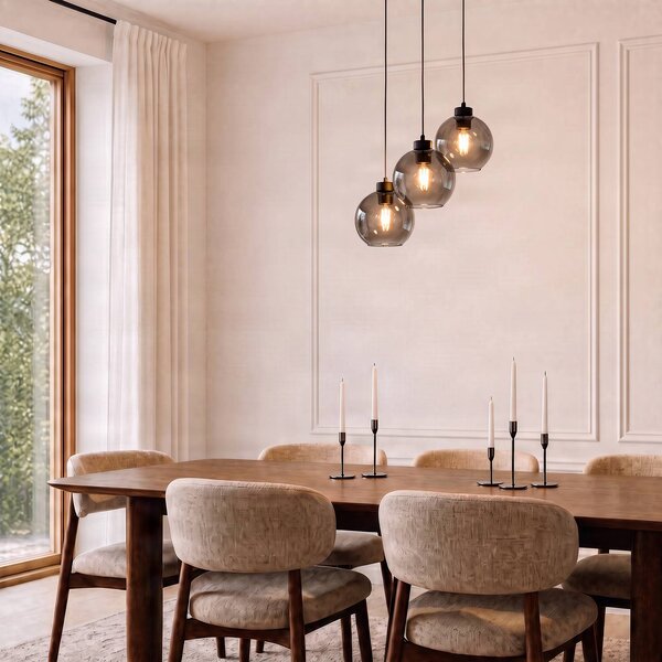 Lampada a sospensione in vetro Cubus TK Lighting, dimmerabile, Nero, Soggiorno / Sala da pranzo, Vetro, Moderno, Lampada a sospensione