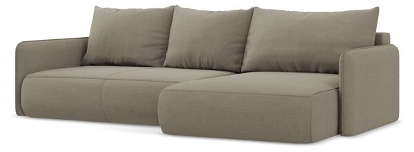 Divano angolare beige allungabile/con contenitore (con penisola a destra) Nanea – Makamii