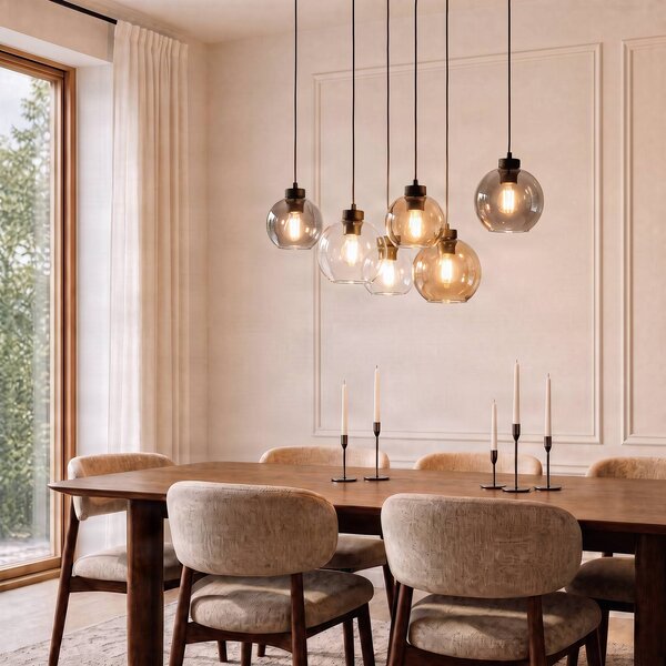 Lampada a sospensione in vetro Cubus TK Lighting, dimmerabile, Chiaro / Trasparente, Soggiorno / Sala da pranzo, Vetro, Moderno, Lampada a sospensione