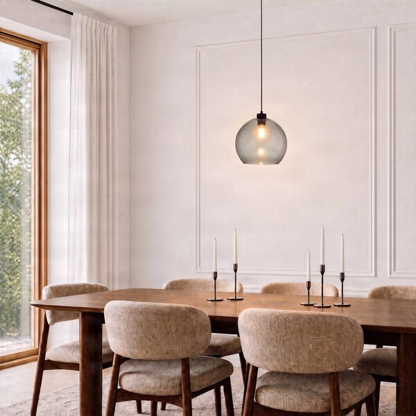 Lampada a sospensione in vetro Cubus TK Lighting, dimmerabile, Nero, Soggiorno / Sala da pranzo, Vetro, Moderno, Lampada a sospensione