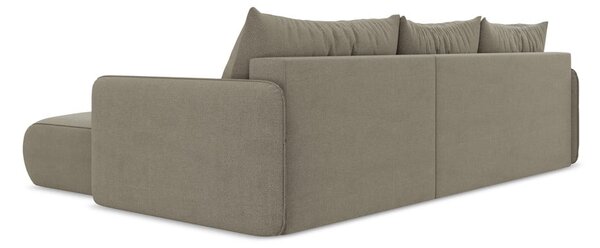 Divano angolare beige allungabile/con contenitore (con penisola a destra) Nanea – Makamii