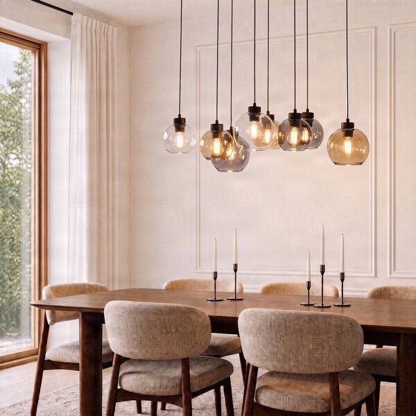 Lampada a sospensione in vetro Cubus TK Lighting, dimmerabile, Chiaro / Trasparente, Soggiorno / Sala da pranzo, Vetro, Moderno, Lampada a sospensione