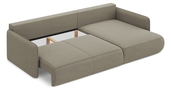 Divano angolare beige allungabile/con contenitore (con penisola a destra) Nanea – Makamii