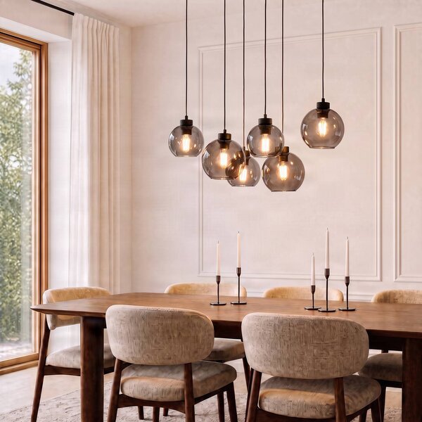 Lampada a sospensione in vetro Cubus TK Lighting, dimmerabile, Nero, Soggiorno / Sala da pranzo, Vetro, Moderno, Lampada a sospensione