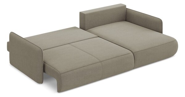 Divano angolare beige allungabile/con contenitore (con penisola a destra) Nanea – Makamii