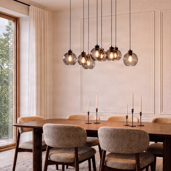 Lampada a sospensione in vetro Cubus TK Lighting, dimmerabile, Nero, Soggiorno / Sala da pranzo, Vetro, Moderno, Lampada a sospensione