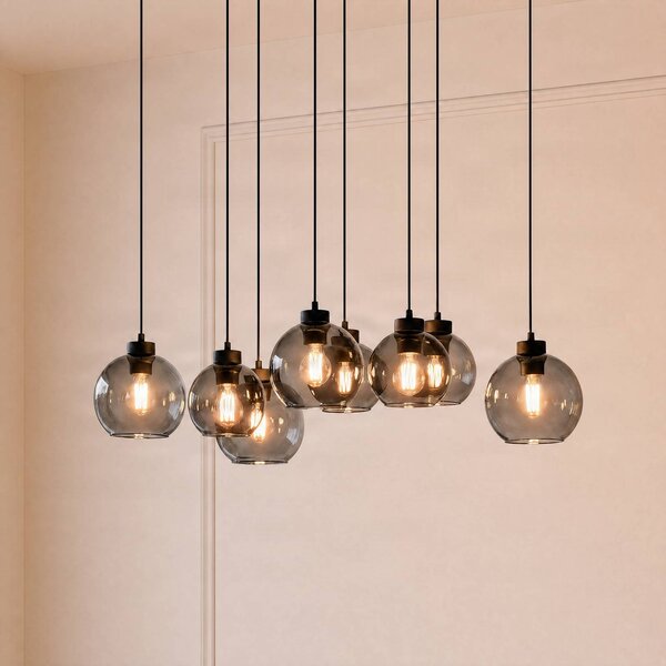 Lampada a sospensione in vetro Cubus TK Lighting, dimmerabile, Nero, Soggiorno / Sala da pranzo, Vetro, Moderno, Lampada a sospensione