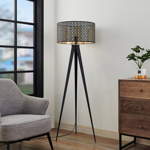 Lampada da terra Lindby, Thoralf, Nero, Soggiorno, Metallo