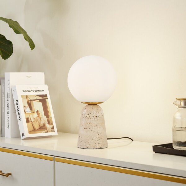 Lampade da tavolo Lindby, Kirstan, Bianco, Soggiorno, Vetro, Moderno