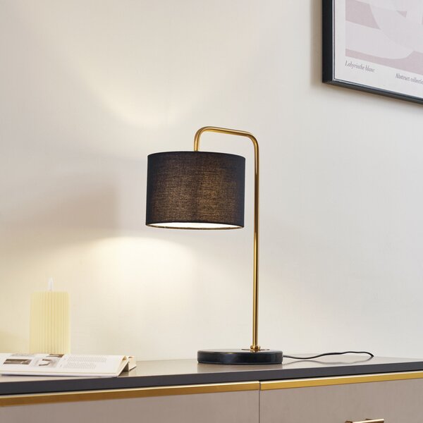 Lampade da tavolo Lindby, Hillary, Nero, Soggiorno, Tessuto / Tessile, Scandinavo